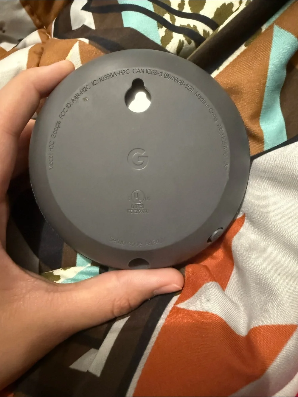 Smart Home Google nest speaker with charger cord- Charcoal Fabric
